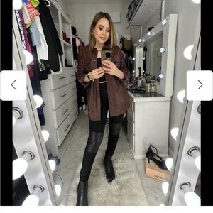 Women's Red Brown Leather Jacket